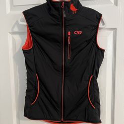 Outdoor Research Vest Ascendant Alpine womens small Polartec Black w/ Red BCEXP  Outdoor Research OR zip up   Face fabric is lightweight Pertex Microl