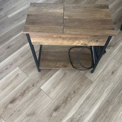 Wood End Table With USB And Power Accessibility 