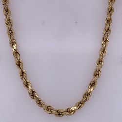 10k Yellow Gold Hollow Rope Necklace 