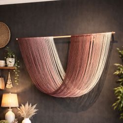 New  Large Mauve Wall Art Macrame Tapestry 