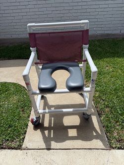 IPU Rolling Shower Chair/Open Front Commode Chair, 350 LB Capacity with Locking Casters