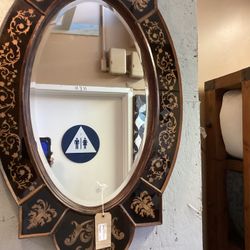 Oval Gold Painted Rim Asian Style Mirror  SKU  ZJ5H39