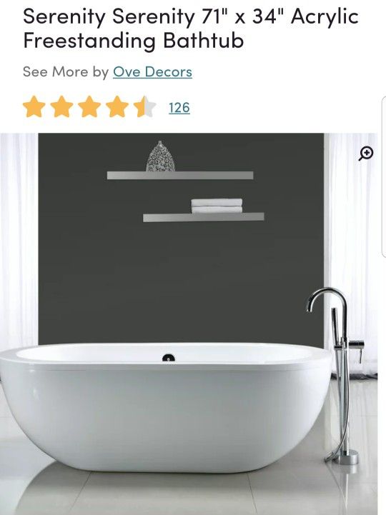 OVE Serenity 71 x 34 freestanding tub bathtub with included drain