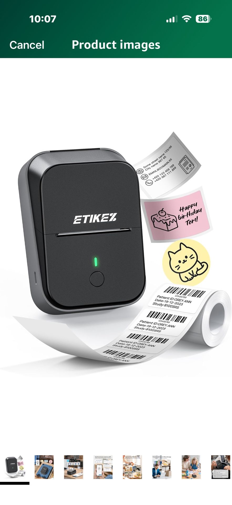 PM260 Label Maker Machine, 2 Inch Label Maker Bluetooth Label Printer, Inkless Portable Labeler for Home, Kitchen, School, Office Organization, Black