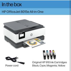 HP OfficeJet One corner was damaged during transportation, but the machine itself is new.  8015e Wireless Color All-in-One Printer, 6 month Instant In