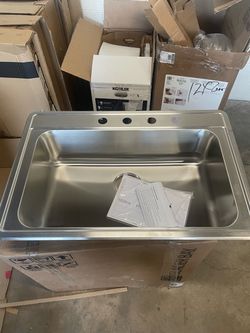 Glacier Bay 33 in. Drop-In Single Bowl 20 Gauge Stainless Steel Kitchen Sink