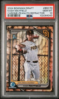 2024 Bowman Draft Kash Mayfield Peanuts Refractor Bowman 1st SSP Psa 10 Pop 1