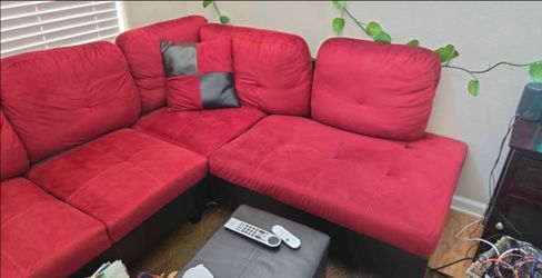 Red Microfiber Sectional Sofa