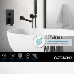 gotonovo Wall Mounted Bathtub Faucet Sprayer,Set,Single Handle In Valve Included Swivel Tub C15