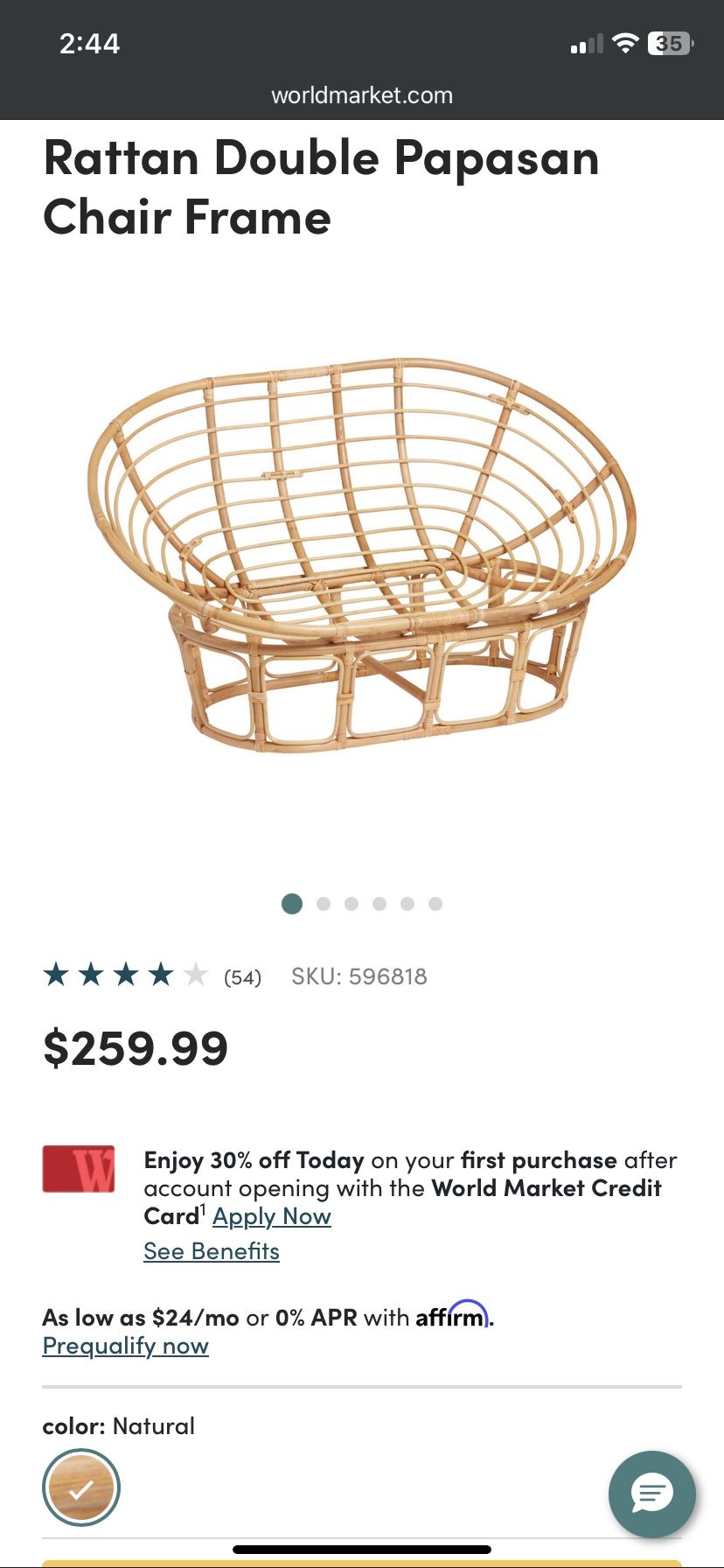 World Market Double Papasan 