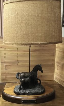 Vtg  Rare NYRA NY Racing Association Bronze Chalkware Statue Lamp Award Western