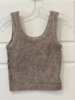 Zenana Mocha Ribbed Knit Tank Top Size L/XL