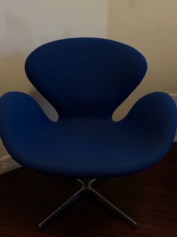 Blue Mid-Century Swan Chair