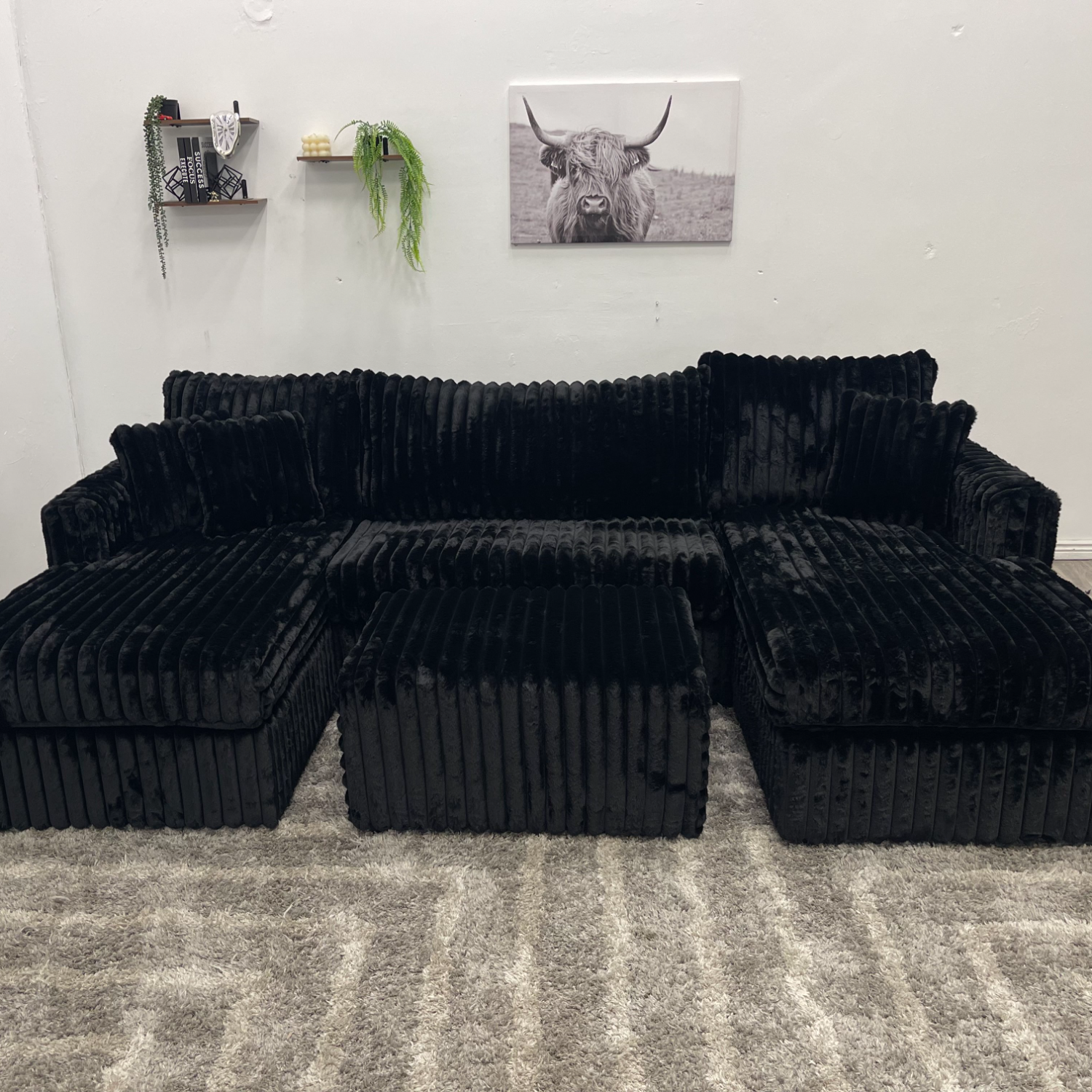 Black Sectional Couch - Free Delivery