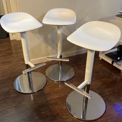 3 Modern White Bar Stools 