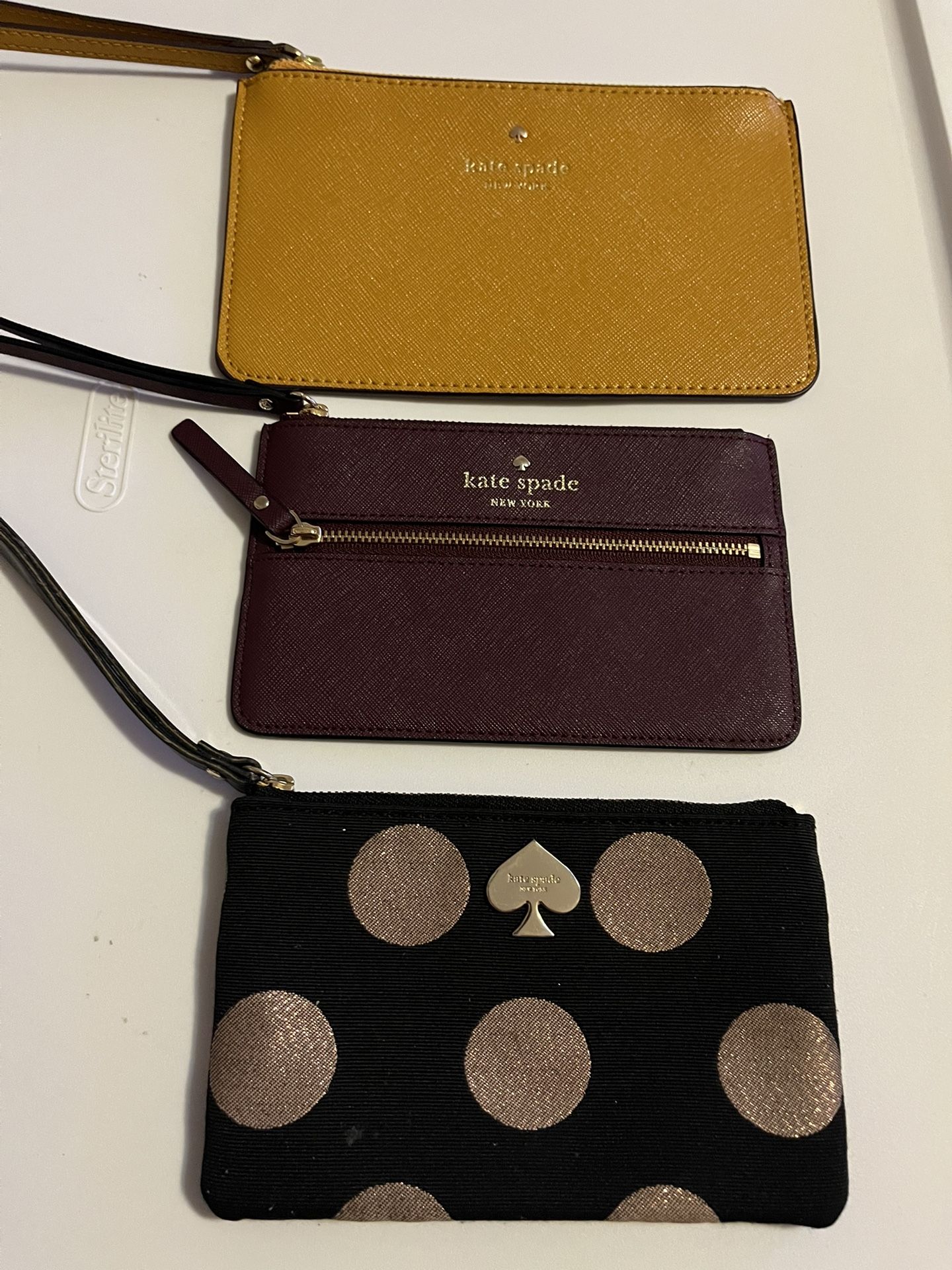 Kate Spade New York Wristlets - Mustard & Wine & Black Gold Polk Dot