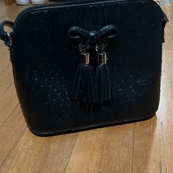 Black Leather textured Purse