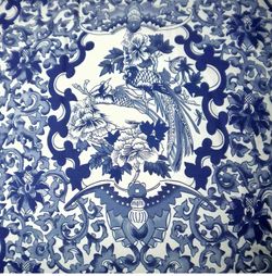 Ralph Lauren King Sized Blue "Porcelain Tamarind Bird" Comforter Set