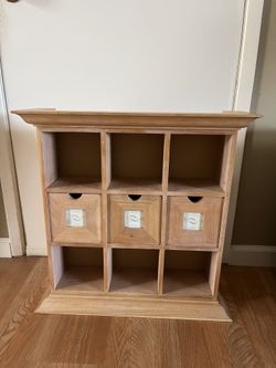 Storage Cubby Hole Cabinet Shelves with 3 Drawers Wood