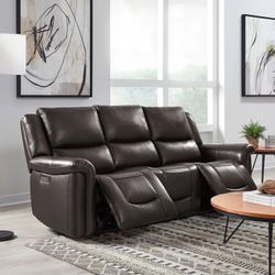 Costco Alba Leather Power Reclining Sofa with Power Headrests $450