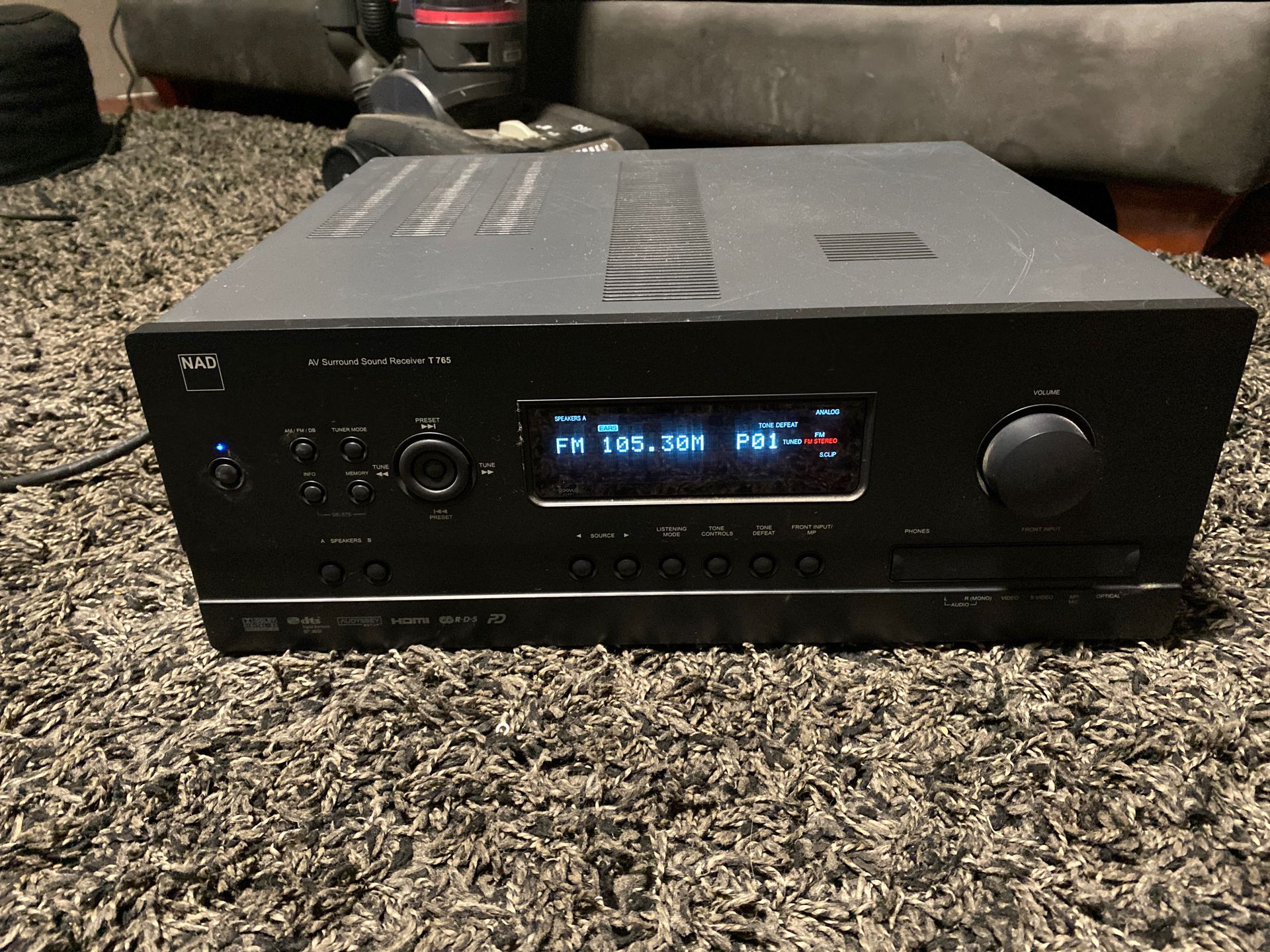 NAD T765 surround receiver with second zone with remote