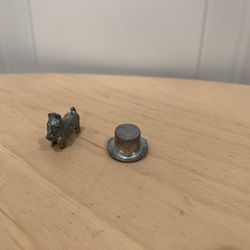 Vintage Monopoly Board Game Replacement Tokens Top Hat and Scottie dog