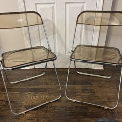 Vintage Plia 2 Folding Chrome Chairs By Giancarlo Piretti For Castelli 1970s