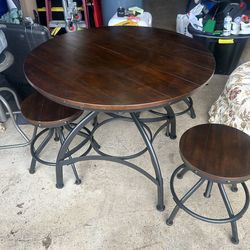 5-Piece Bar Table and Chairs Set, Space Saving Dining Table with 4 Stools For Pub