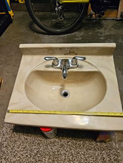 Bathroom Vanity Sink with Chrome Faucet