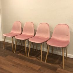 Blush Pink Velvet Dining Chair Set Of 4