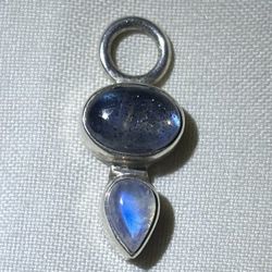 Sterling Silver Doug Paulus Labradorite Teardrop & Oval Pendant Charm 0.75"