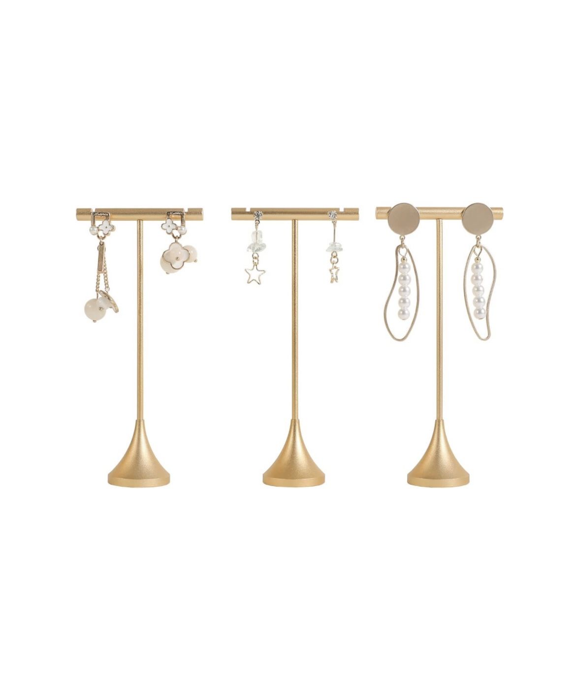 Gold Metal Earrings T Bar Stand