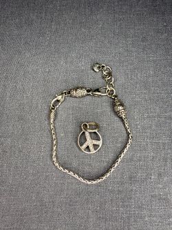 Brighton Barrel Slide Bracelet with Piece Sign Charm