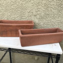 2 Italian made terracotta window box planters