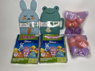 2 PAAS Dulexe Easter Egg Dying Kits 2 packs Pink & Purple plastic Easter Eggs with 2 art felt folio