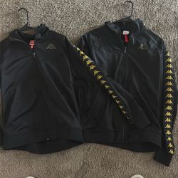 2x Black and Gold Kappa Tracksuits 