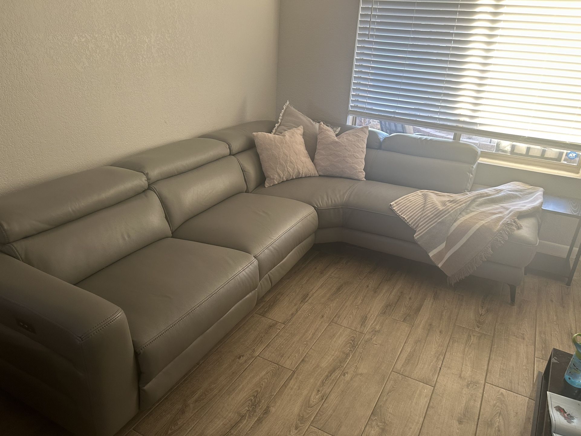 Modern Grey Leather Sectional