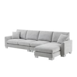 119*55 Modern Oversized Sectional Sofa,L-shaped Luxury Couch Set with 2 Free pillows,5-seat Chenille Indoor Furniture with Chaise for Living Room,Apar