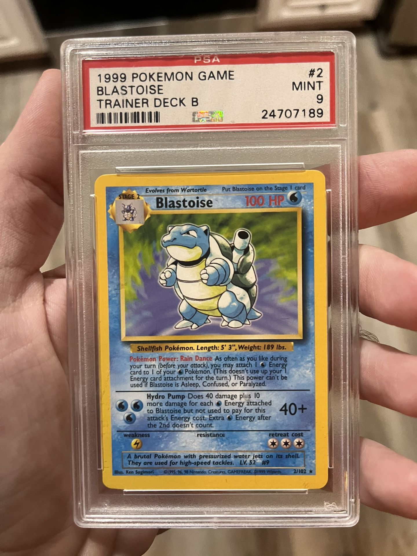1999 Blastoise Trainer Deck B PSA 9