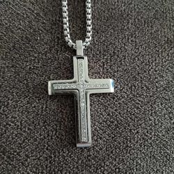 24” Cross Necklace Stainless Steel 