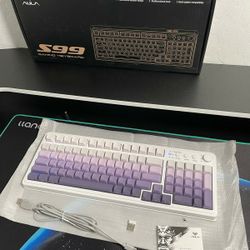 New \ S99 Wireless Keyboard, Tri-Mode Bluetooth/2.4GHz/USB-C Cute Creamy Gaming Keyboard with Number Pad RGB Backlit, Media Knob Custom Computer Keybo