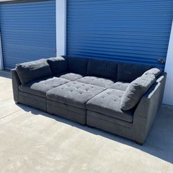Thomasville Tisdale Fabric Modular Sectional with Storage Ottoman