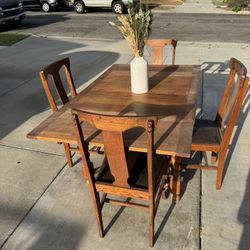 Vintage Hand Crafted Dining Set With Leafs