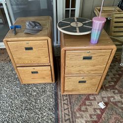 Pair of Oak File Cabinets