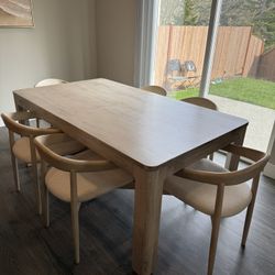 Pottery Barn Aptos Extendable Dining Table + 6 Laguna Chairs – Light Oak – $4,200 Retail