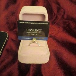 14 K White Gold CGSRING Moissanite With Certificate 