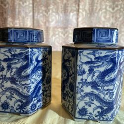 Vintage Japanese Porcelain Ginger Jar With Lid