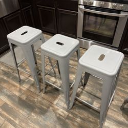 3 Tall Metal Barstools 