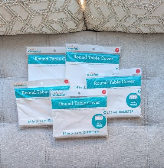 Round Table Covers White Birthday Party