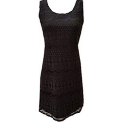 Black Lace Sheath Dress Knee Length Tiana B. Size Large 